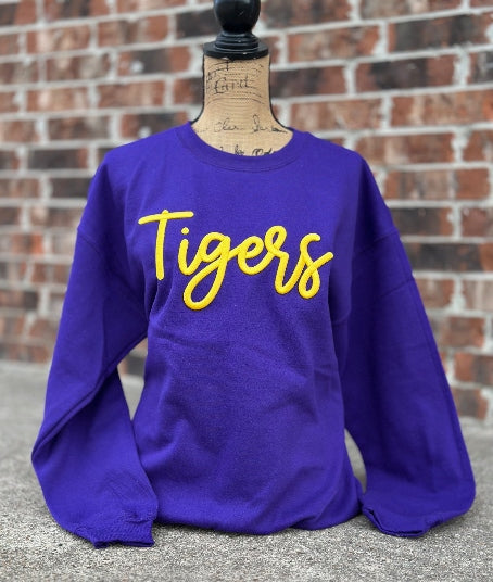 Tigers Puff EMB Gildan RTW Crewneck